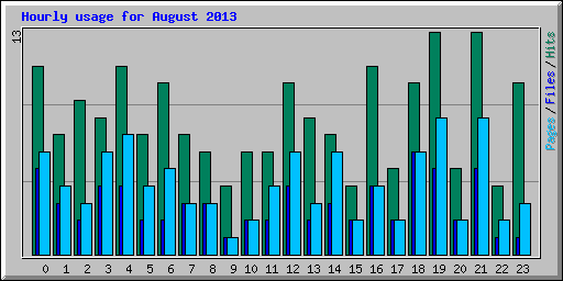 Hourly usage for August 2013